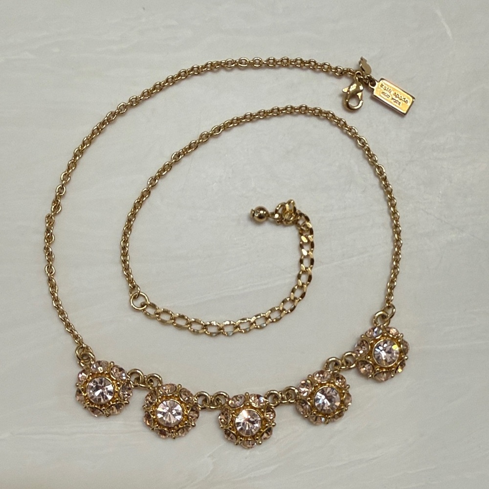 kate spade Gold Crystal Flower Charm Necklace